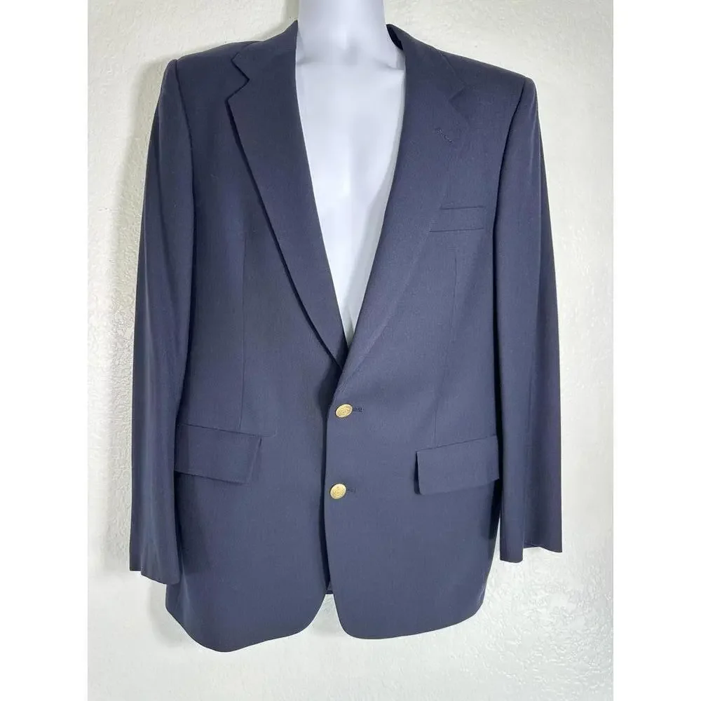 VTG 80s Dior Monsieur Navy Wool Blazer Sz 42 Classic Prep Gold Button Style